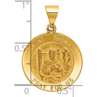 14K Yellow Gold St. Thomas Medal Round Pendant with Polished and Satin Finish by Oro Pregiato