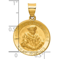 14K Yellow Gold St. Thomas More Medal Round Pendant with Satin and Polished Finish by Oro Pregiato