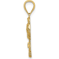 14K Yellow Gold St. Thomas Palm Tree Pendant Charm with Textured Detail by Oro Pregiato