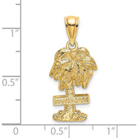 14K Yellow Gold St. Thomas Palm Tree Pendant Charm with Textured Detail by Oro Pregiato