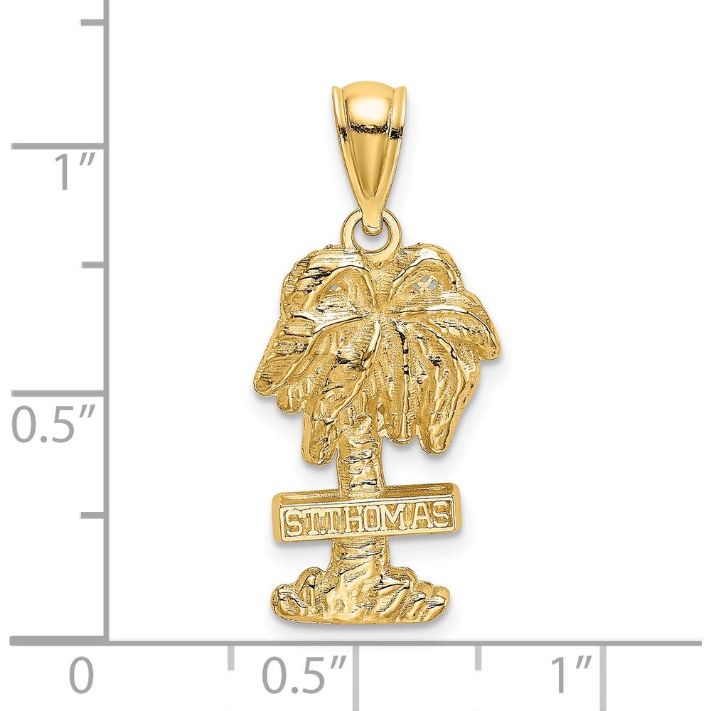 14K Yellow Gold St. Thomas Palm Tree Pendant Charm with Textured Detail by Oro Pregiato