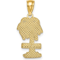 14K Yellow Gold St. Thomas Palm Tree Pendant Charm with Textured Detail by Oro Pregiato