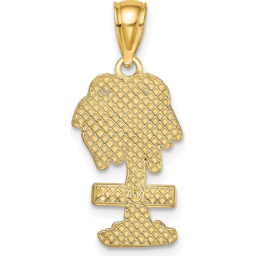 14K Yellow Gold St. Thomas Palm Tree Pendant Charm with Textured Detail by Oro Pregiato