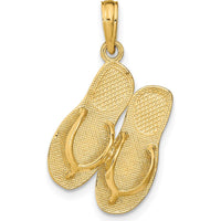14K Yellow Gold St. Thomas Reversible Flip Flops Pendant with Textured 3D Design by Oro Pregiato