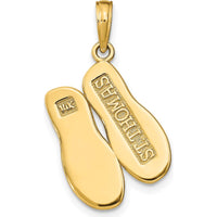 14K Yellow Gold St. Thomas Reversible Flip Flops Pendant with Textured 3D Design by Oro Pregiato