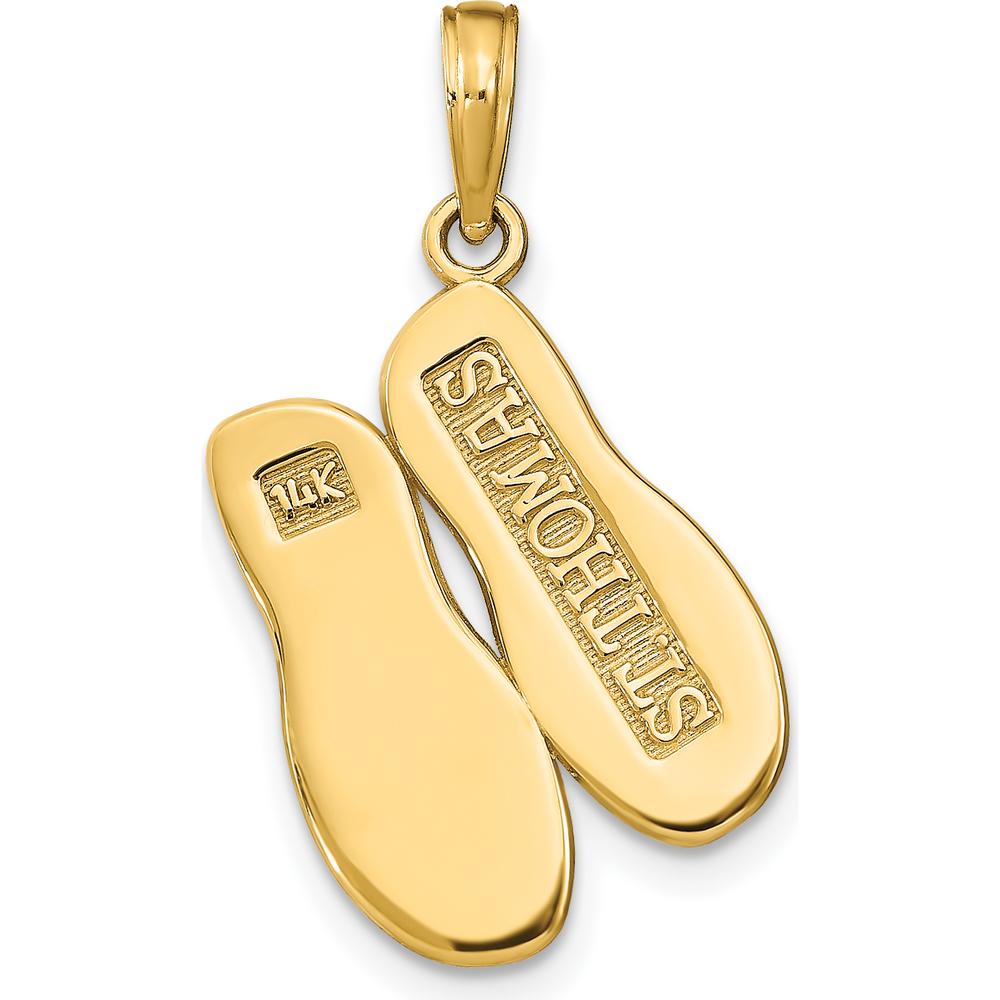 14K Yellow Gold St. Thomas Reversible Flip Flops Pendant with Textured 3D Design by Oro Pregiato