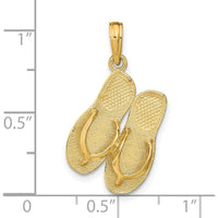 14K Yellow Gold St. Thomas Reversible Flip Flops Pendant with Textured 3D Design by Oro Pregiato