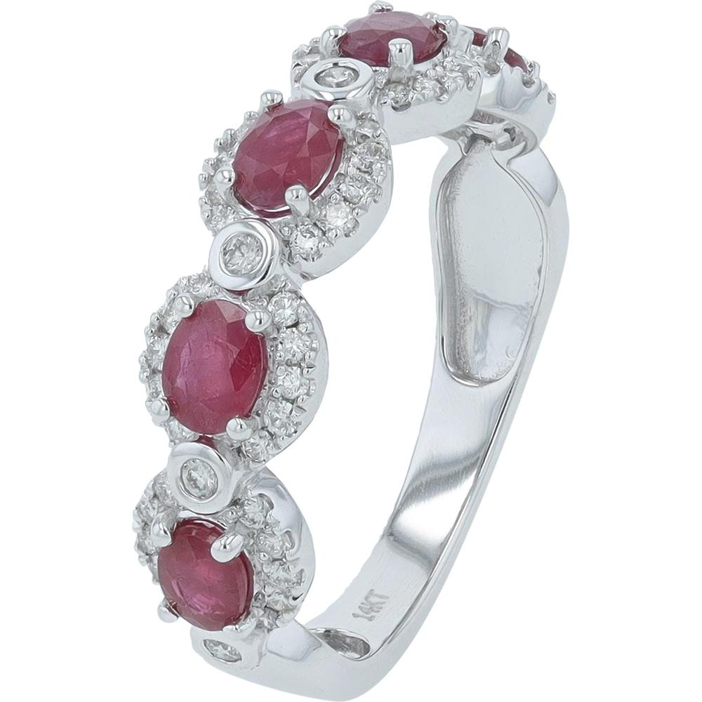 14K Yellow Gold Stackable Band with 1.05 Carat Ruby and 0.31 Carat Diamond Accents