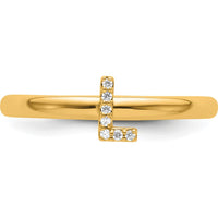14K Yellow Gold Stackable Band with Diamond Initial "L" Ring by 0