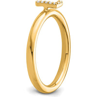14K Yellow Gold Stackable Band with Diamond Initial "L" Ring by 0