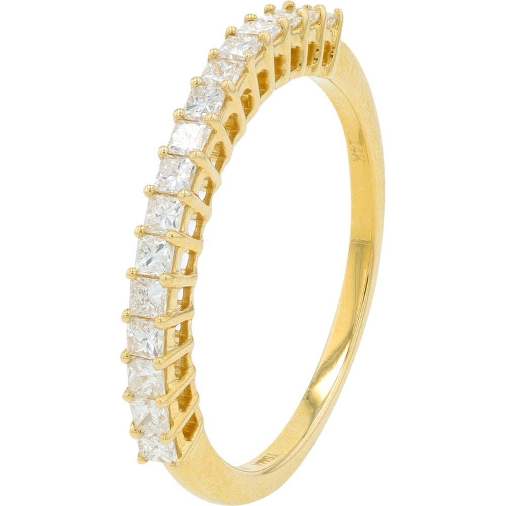 14K Yellow Gold Stackable Band with Prong-Set Princess Cut Diamonds - 0.50 Carat Total Diamond Weight
