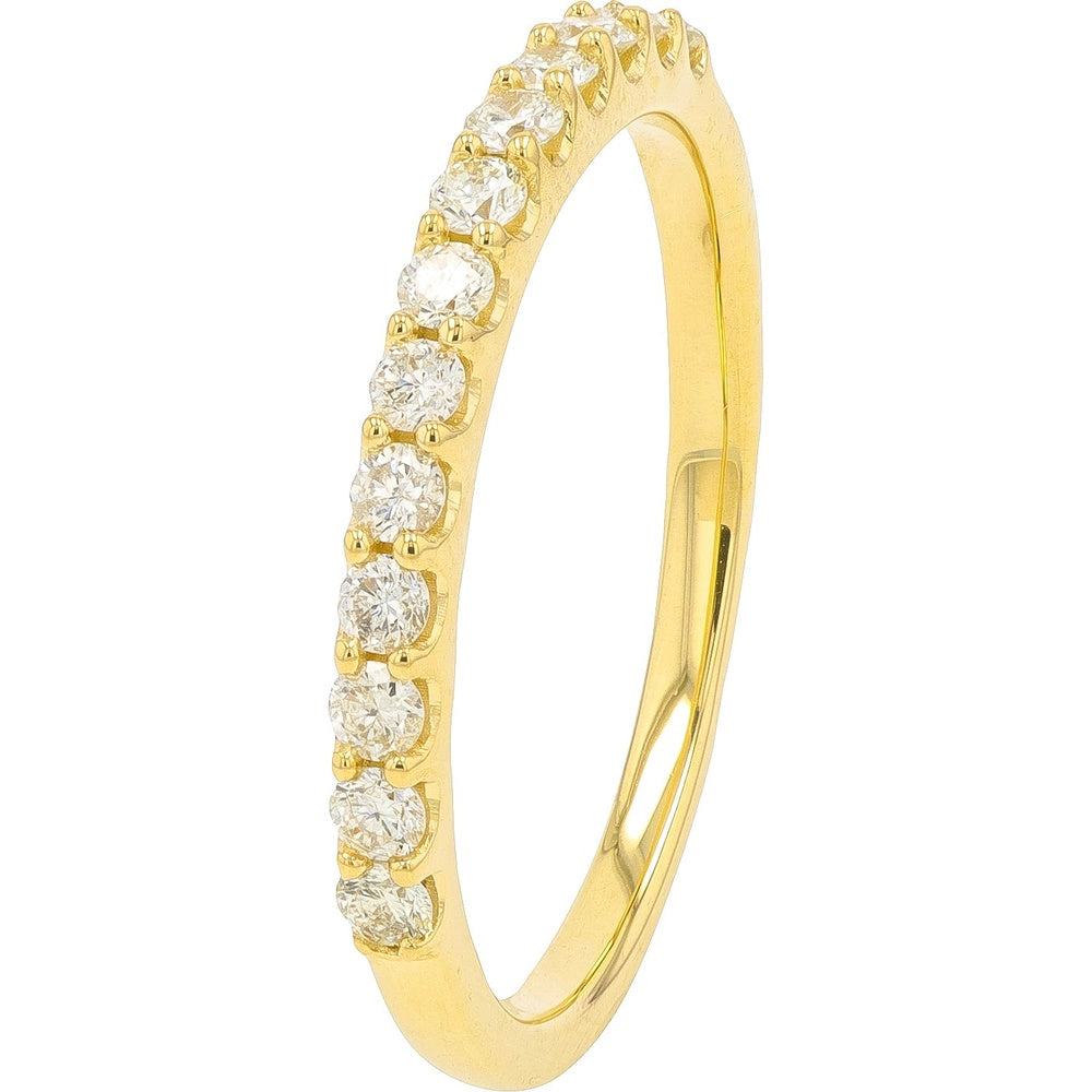 14K Yellow Gold Stackable Band with Prong-Set Round Brilliant Cut Diamonds - 0.34 Carat Total Diamond Weight