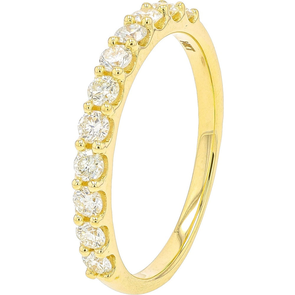 14K Yellow Gold Stackable Band with Prong-Set Round Brilliant Diamonds - 0.50 Carat Total Diamond Weight
