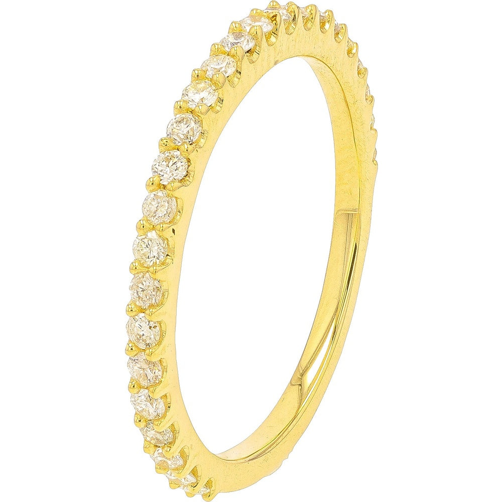 14K Yellow Gold Stackable Band with Prong-Set Round Diamonds - 0.37 Carat Total Diamond Weight