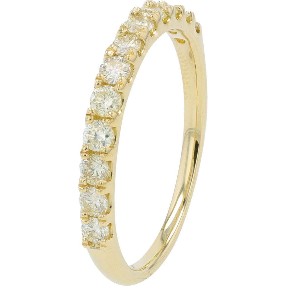 14K Yellow Gold Stackable Band with Prong-Set Round Diamonds - 0.50 Carat Total Diamond Weight