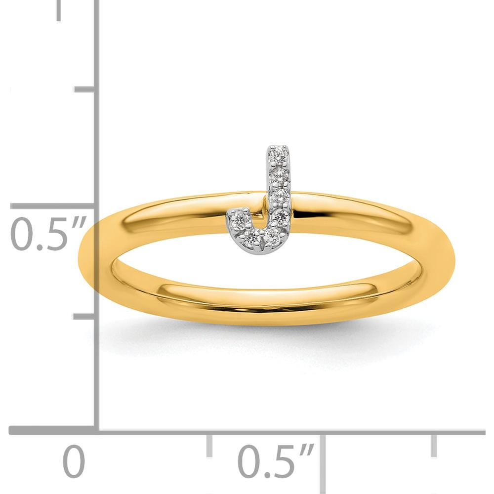 14K Yellow Gold Stackable Band with White Gold Diamond-Accented Initial J by 0