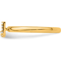 14K Yellow Gold Stackable Band with White Gold Diamond-Accented Initial J by 0