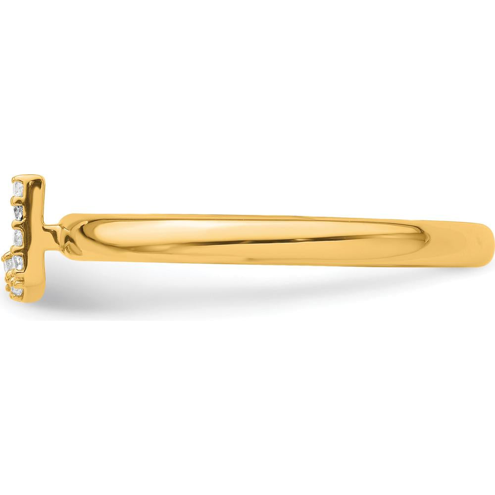 14K Yellow Gold Stackable Band with White Gold Diamond-Accented Initial J by 0