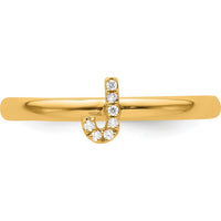 14K Yellow Gold Stackable Band with White Gold Diamond-Accented Initial J by 0