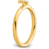 14K Yellow Gold Stackable Band with White Gold Diamond-Accented Initial J by 0