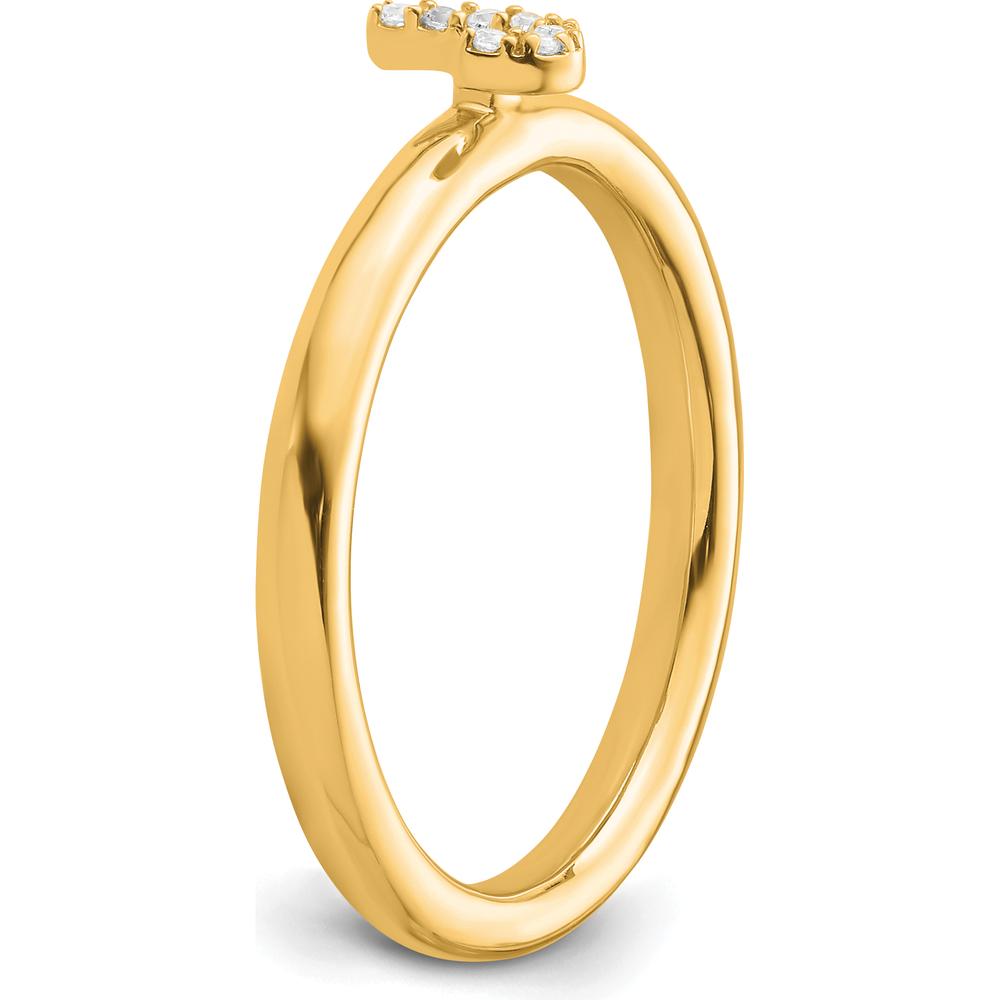 14K Yellow Gold Stackable Band with White Gold Diamond-Accented Initial J by 0