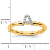 14K Yellow Gold Stackable Diamond Initial A Ring by 0