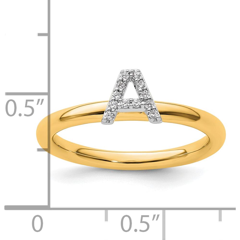 14K Yellow Gold Stackable Diamond Initial A Ring by 0