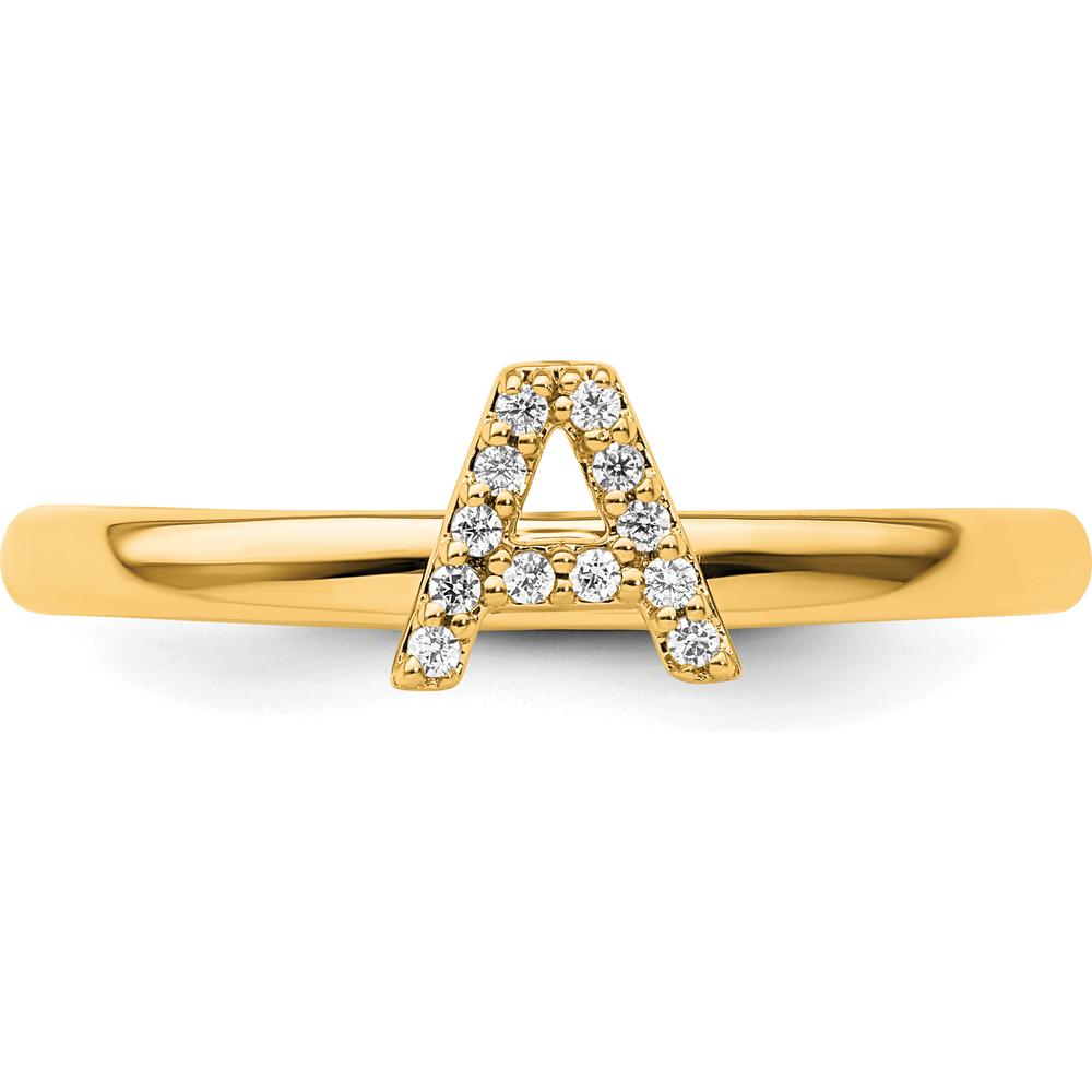 14K Yellow Gold Stackable Diamond Initial A Ring by 0