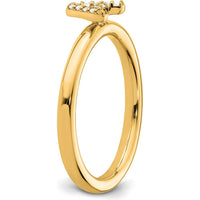 14K Yellow Gold Stackable Diamond Initial A Ring by 0