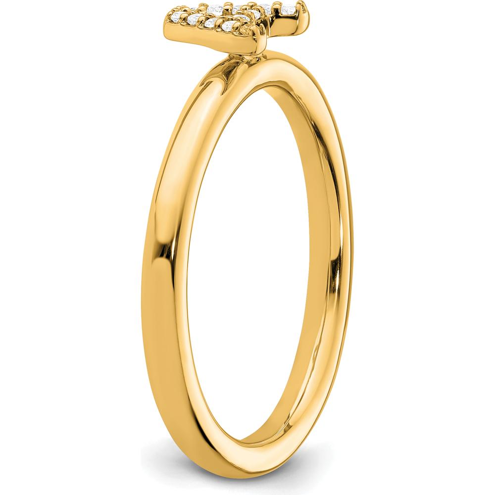 14K Yellow Gold Stackable Diamond Initial A Ring by 0