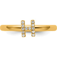 14K Yellow Gold Stackable Diamond Initial H Ring with 0.15 Carat Total Diamond Weight by 0