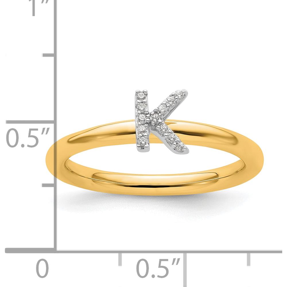 14K Yellow Gold Stackable Diamond Initial "K" Ring with White Gold Detail by 0