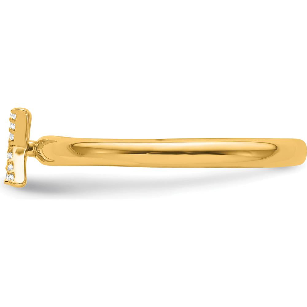 14K Yellow Gold Stackable Diamond Initial "K" Ring with White Gold Detail by 0