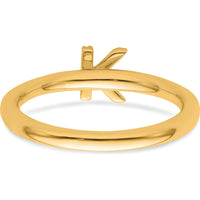 14K Yellow Gold Stackable Diamond Initial "K" Ring with White Gold Detail by 0