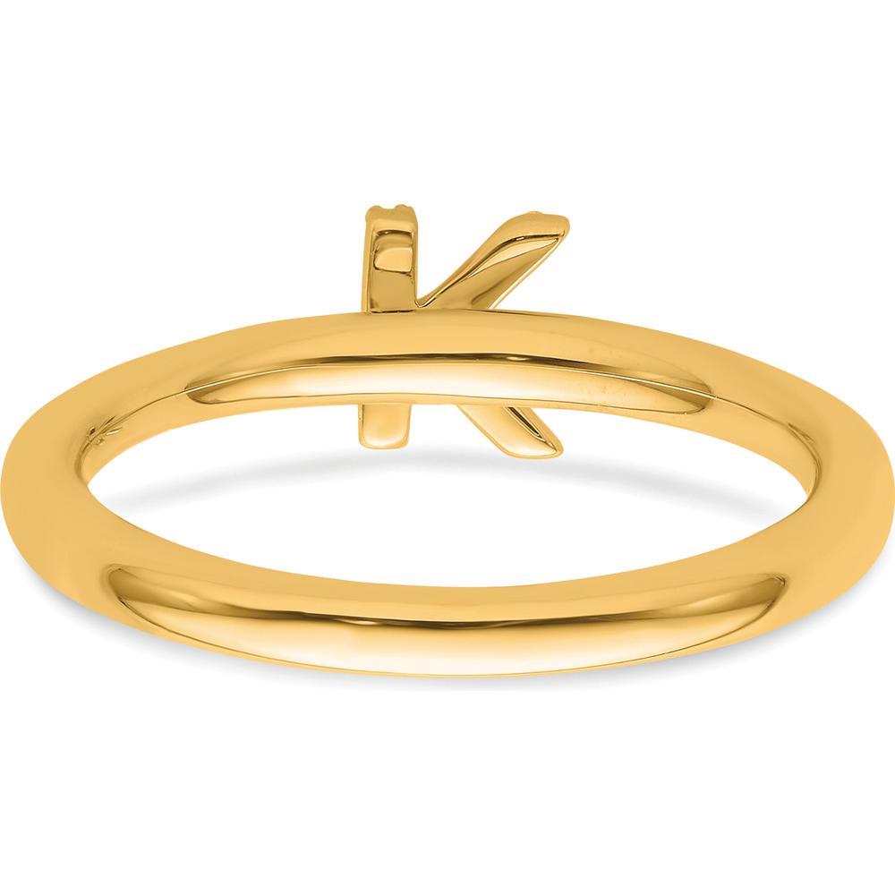 14K Yellow Gold Stackable Diamond Initial "K" Ring with White Gold Detail by 0