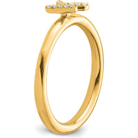 14K Yellow Gold Stackable Diamond Initial "K" Ring with White Gold Detail by 0