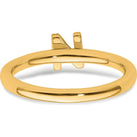 14K Yellow Gold Stackable Diamond Initial "N" Ring with Diamond Accent - Size 7 by 0
