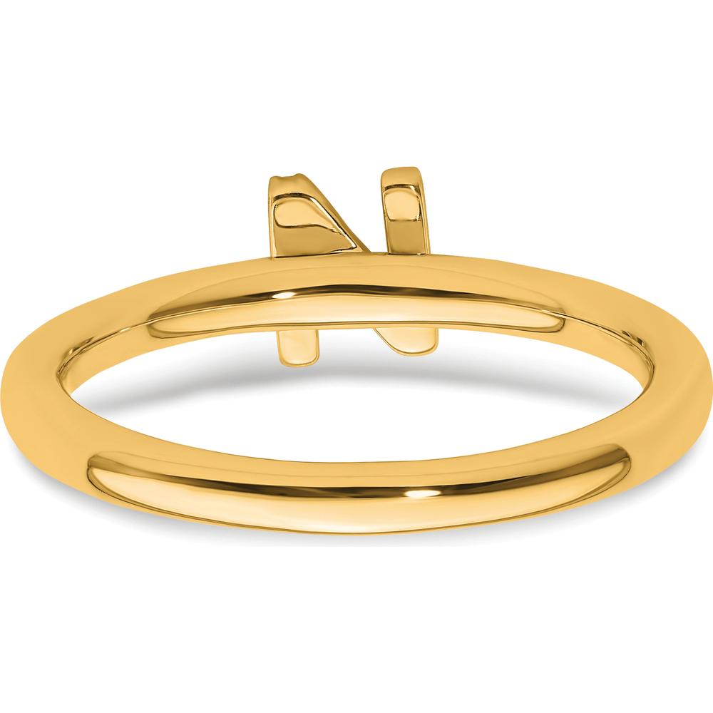 14K Yellow Gold Stackable Diamond Initial "N" Ring with Diamond Accent - Size 7 by 0