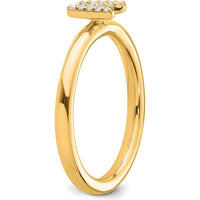 14K Yellow Gold Stackable Diamond Initial "N" Ring with Diamond Accent - Size 7 by 0