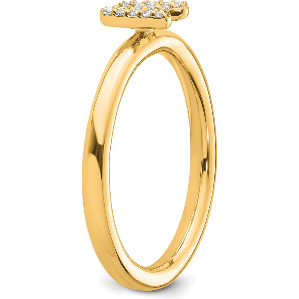 14K Yellow Gold Stackable Diamond Initial "N" Ring with Diamond Accent - Size 7 by 0