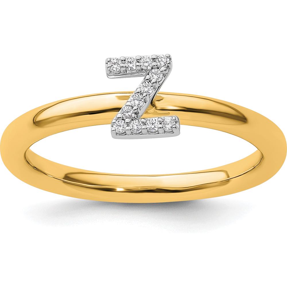 14K Yellow Gold Stackable Diamond Initial Z Ring by 0