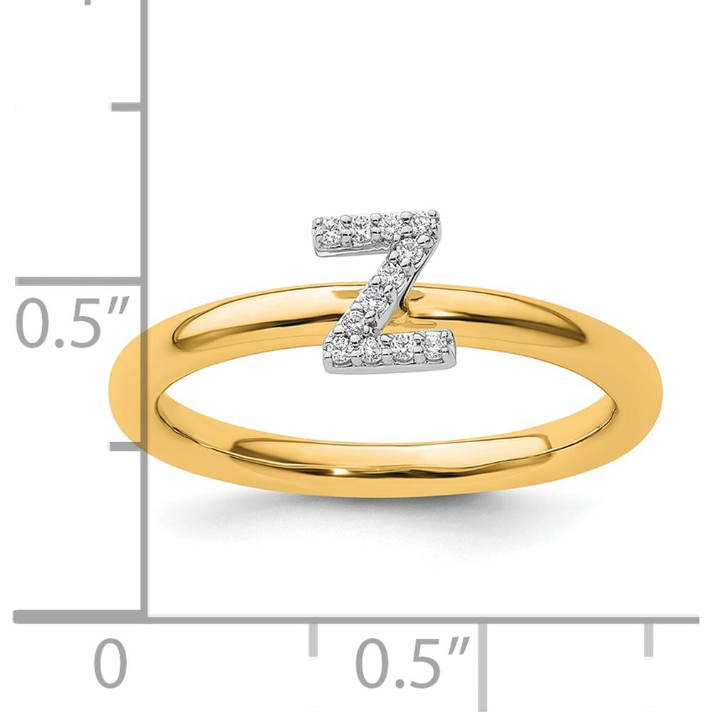 14K Yellow Gold Stackable Diamond Initial Z Ring by 0