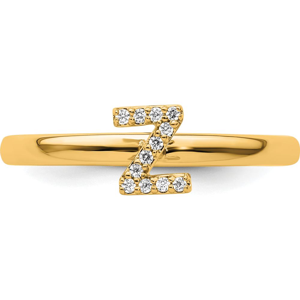 14K Yellow Gold Stackable Diamond Initial Z Ring by 0