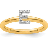 14K Yellow Gold Stackable Ring with Diamond Initial E by 0
