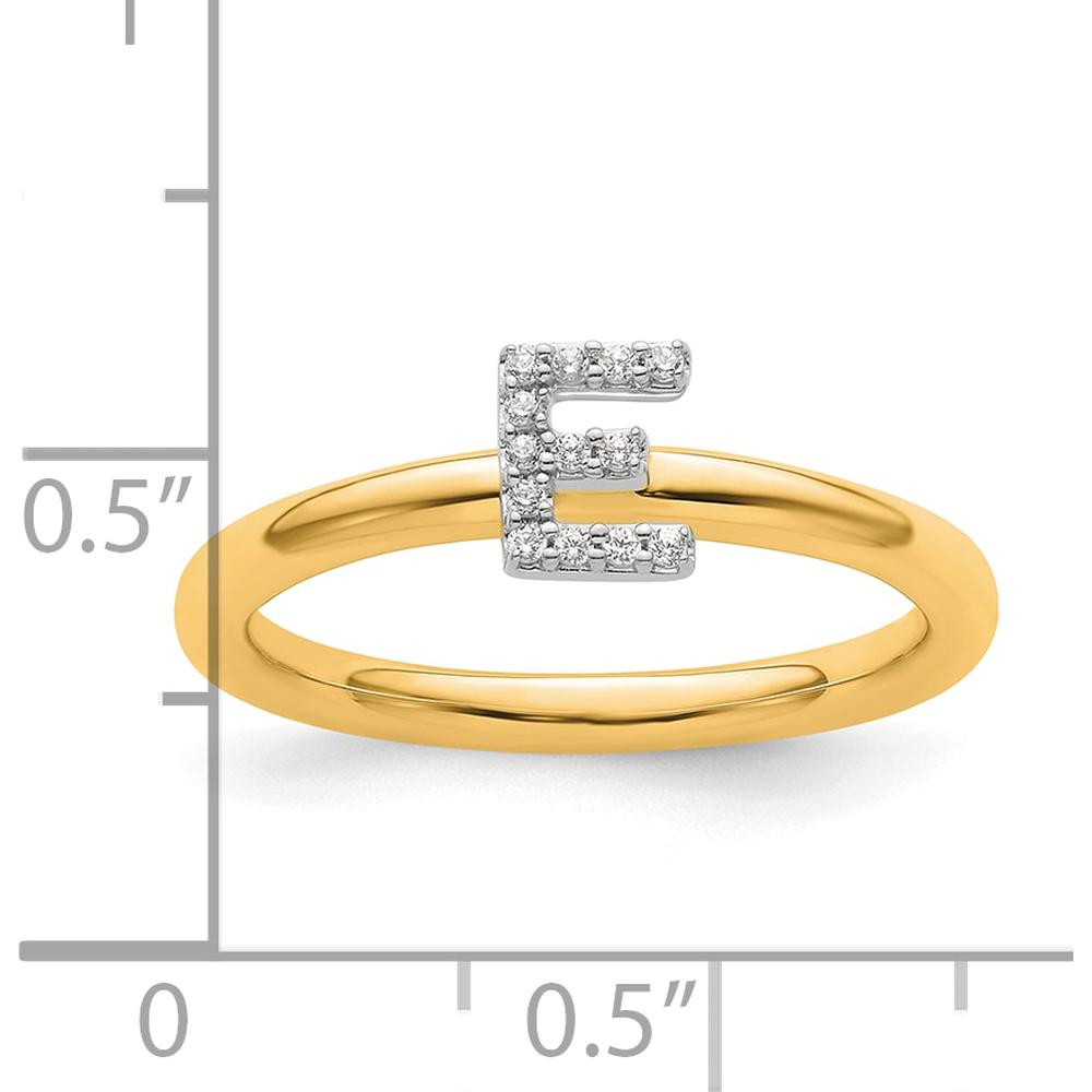 14K Yellow Gold Stackable Ring with Diamond Initial E by 0