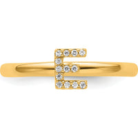 14K Yellow Gold Stackable Ring with Diamond Initial E by 0