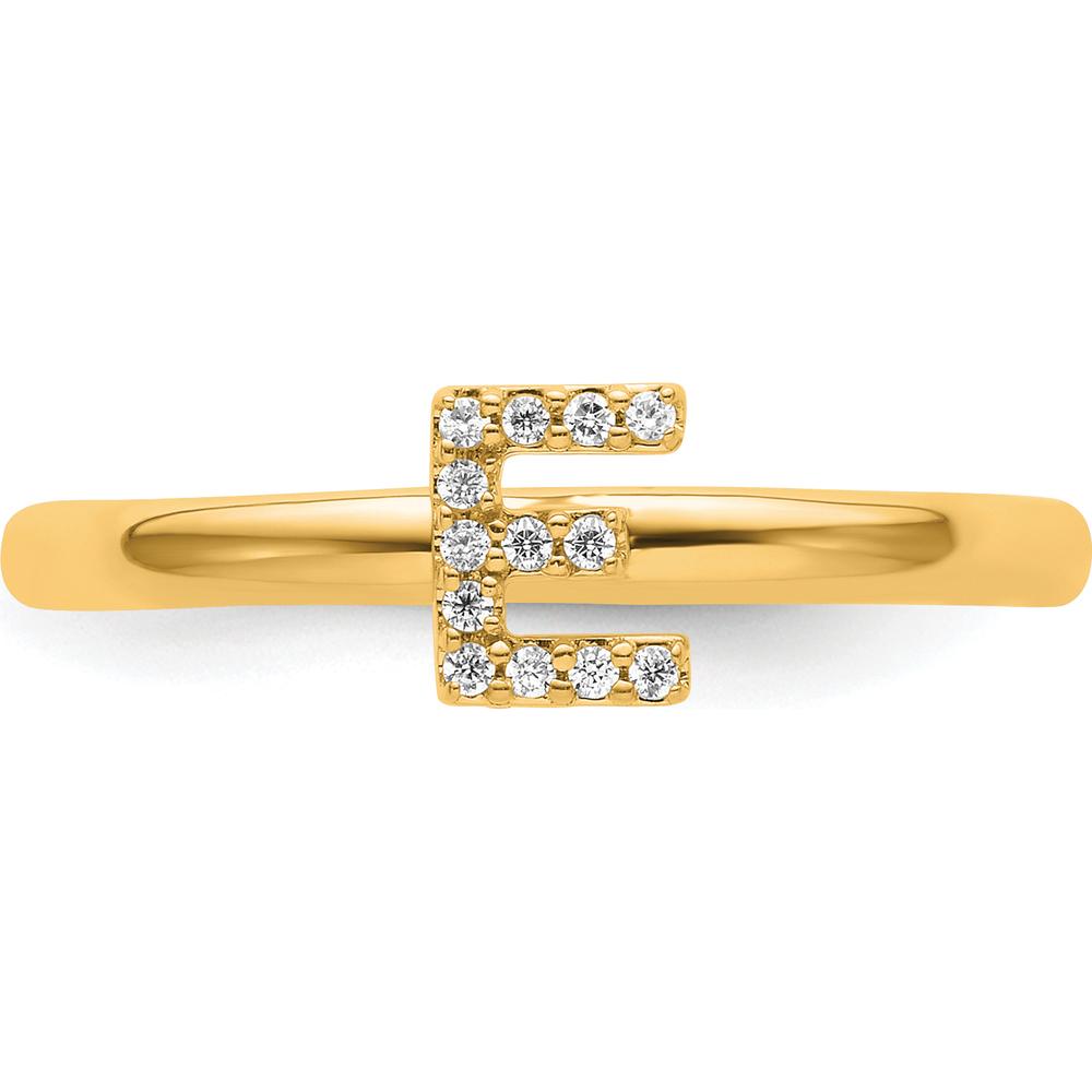 14K Yellow Gold Stackable Ring with Diamond Initial E by 0