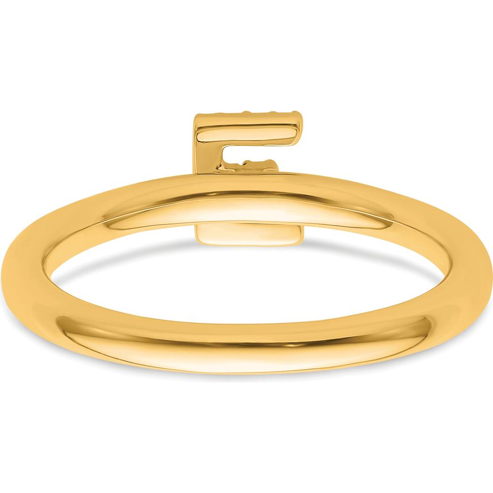 14K Yellow Gold Stackable Ring with Diamond Initial E by 0