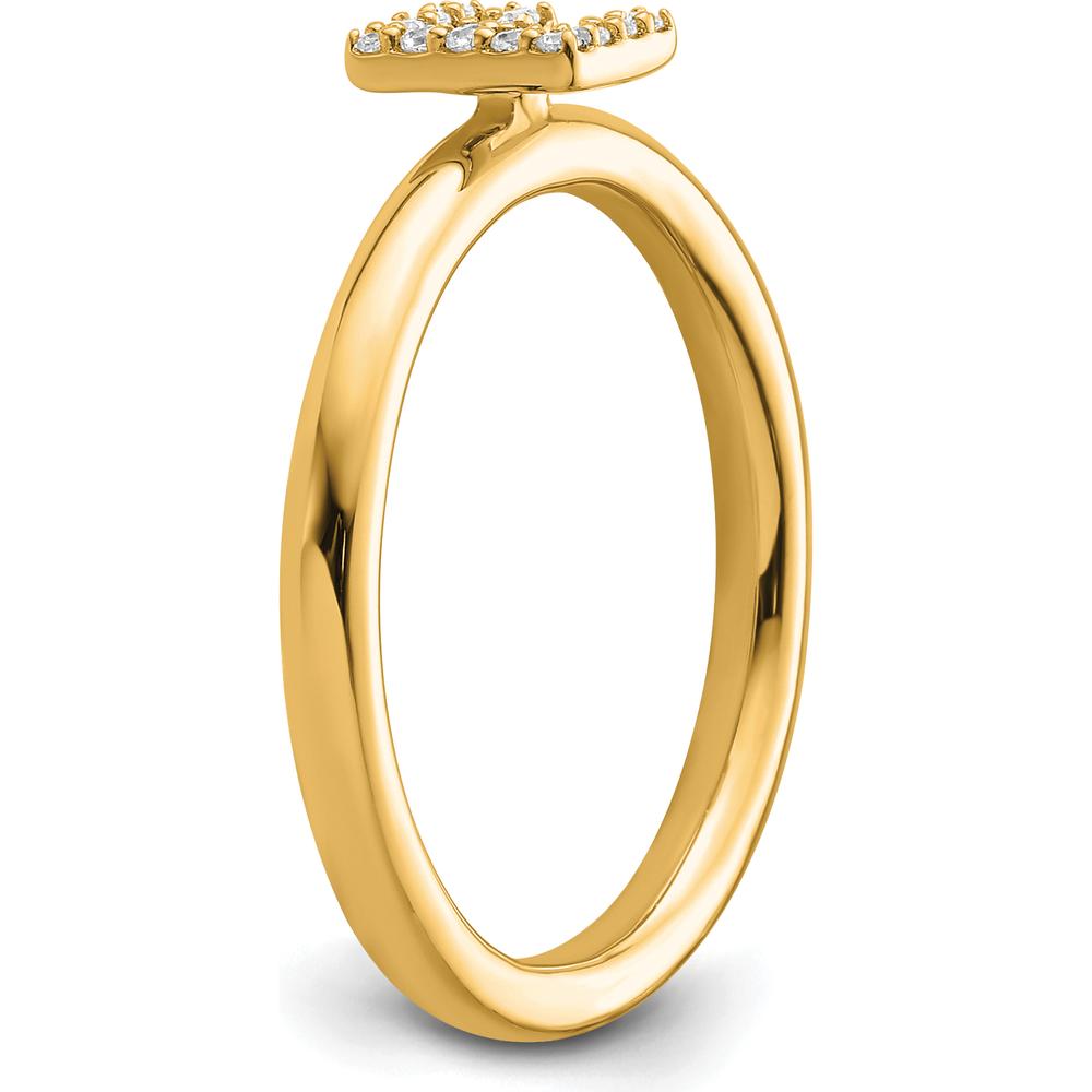 14K Yellow Gold Stackable Ring with Diamond Initial E by 0