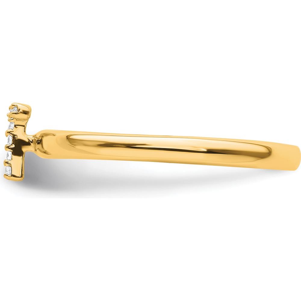 14K Yellow Gold Stackable Ring with Diamond Initial T Accents by 0